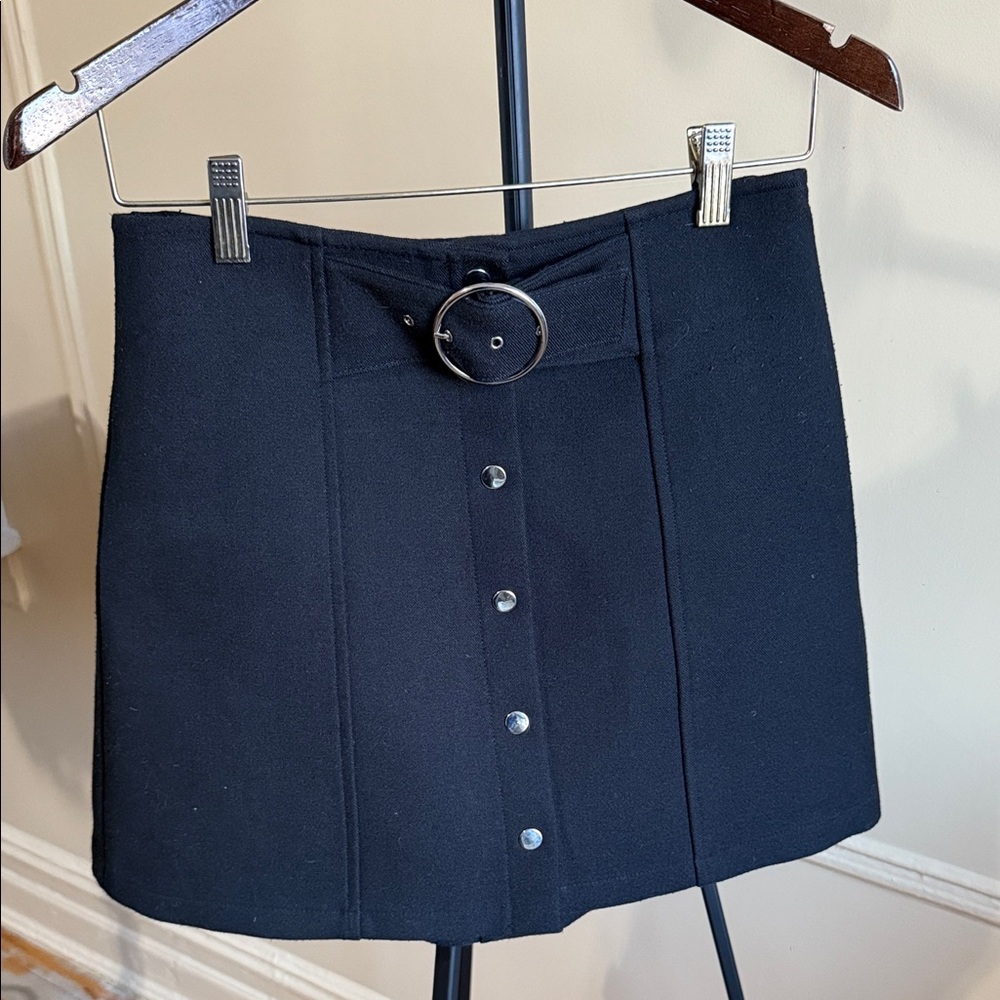 Zara Black Mini Skirt with Button Detail